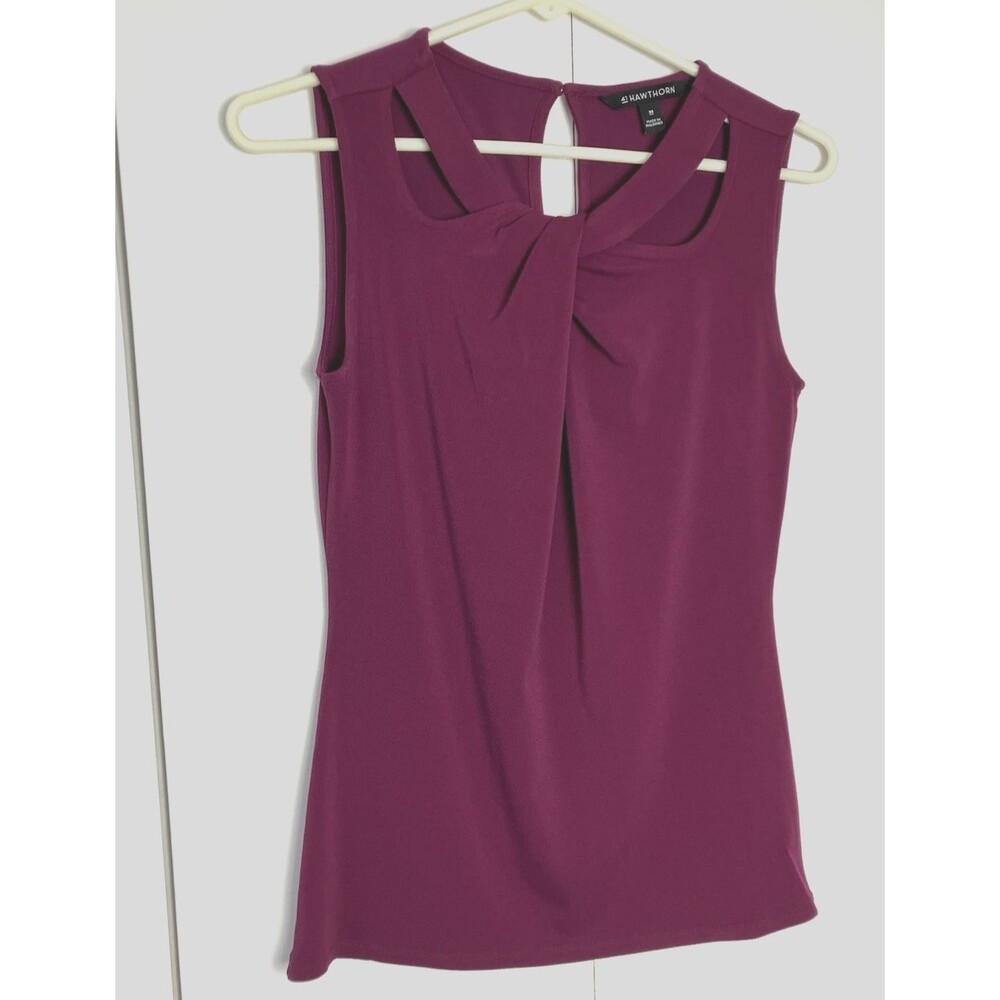 41 Hawthorn Sleeveless Twist-Neck Blouse in Plum